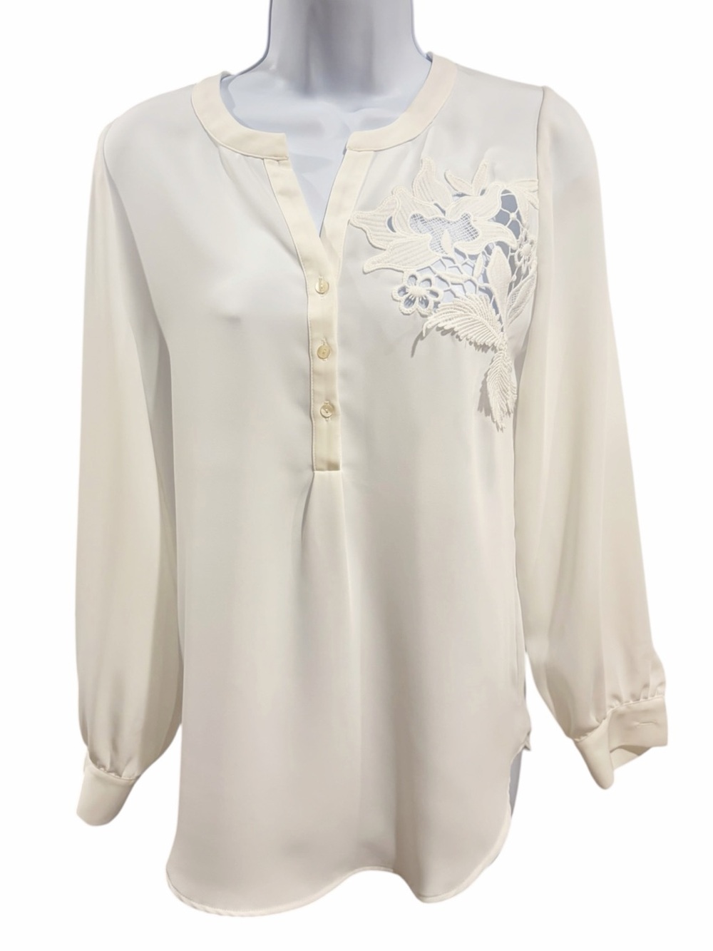 Anne Fontaine Lace Appliqué Popover Blouse size FR40 US8